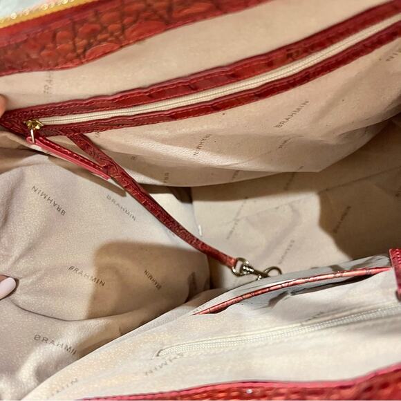 Brahmin Caroline Satchel Red Dragon Melbourne Leather Bag - Picture 9 of 11